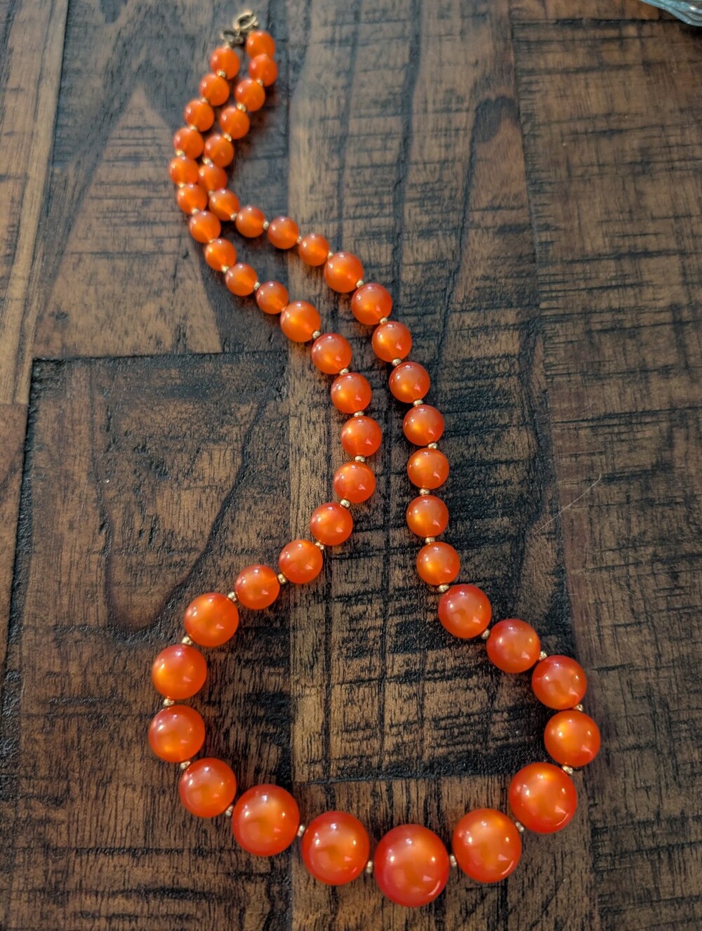 Vintage 60s Orange Moonglow Lucite Beaded Necklace